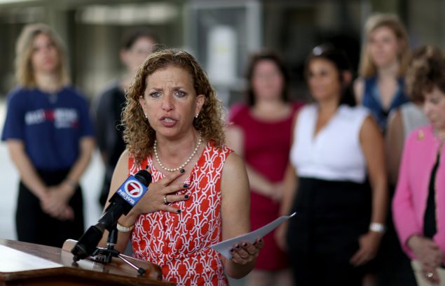 Rep. Debbie Wasserman Schultz speaks to the media as she is joined by local lawmakers and womens health advocates to call for Florida Governor Rick Scotts veto of a recently passed measure that they feel severely restricts access to safe and legal abortions on April 27, 2015 in Fort Lauderdale, Florida. The Florida state legislators have passed a measure which requires a woman to wait 24 hours and make two separate trips before she is able to obtain an abortion. 